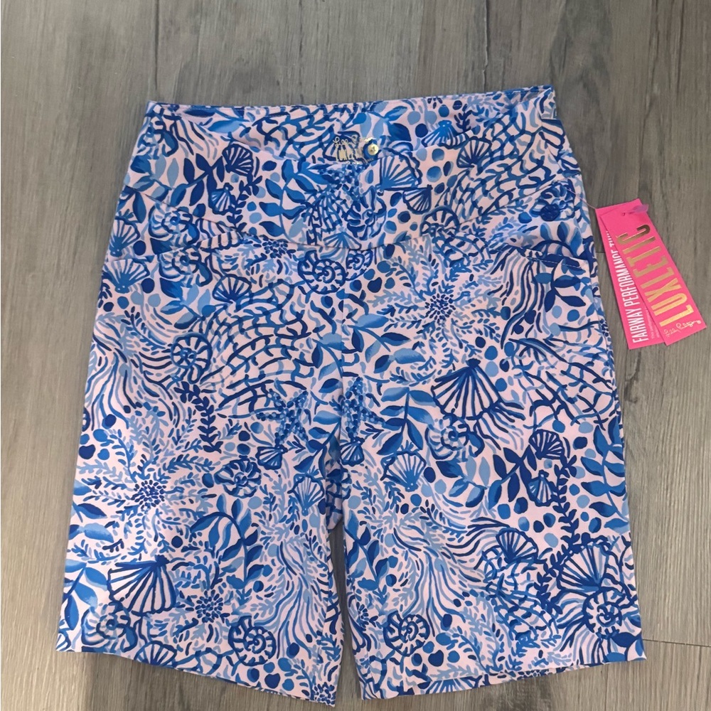 Blue and Pink Patterned Women's Shorts